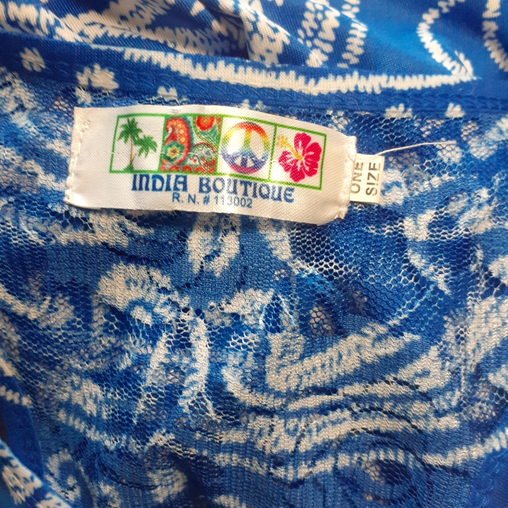 India Boutique Blue And White Beach Cover-up - Picture 6 of 6